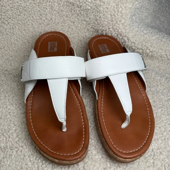 Fitflop Remi Adjustable Toe-Thongs Urban White Leather Size US 08 - Picture 2 of 15